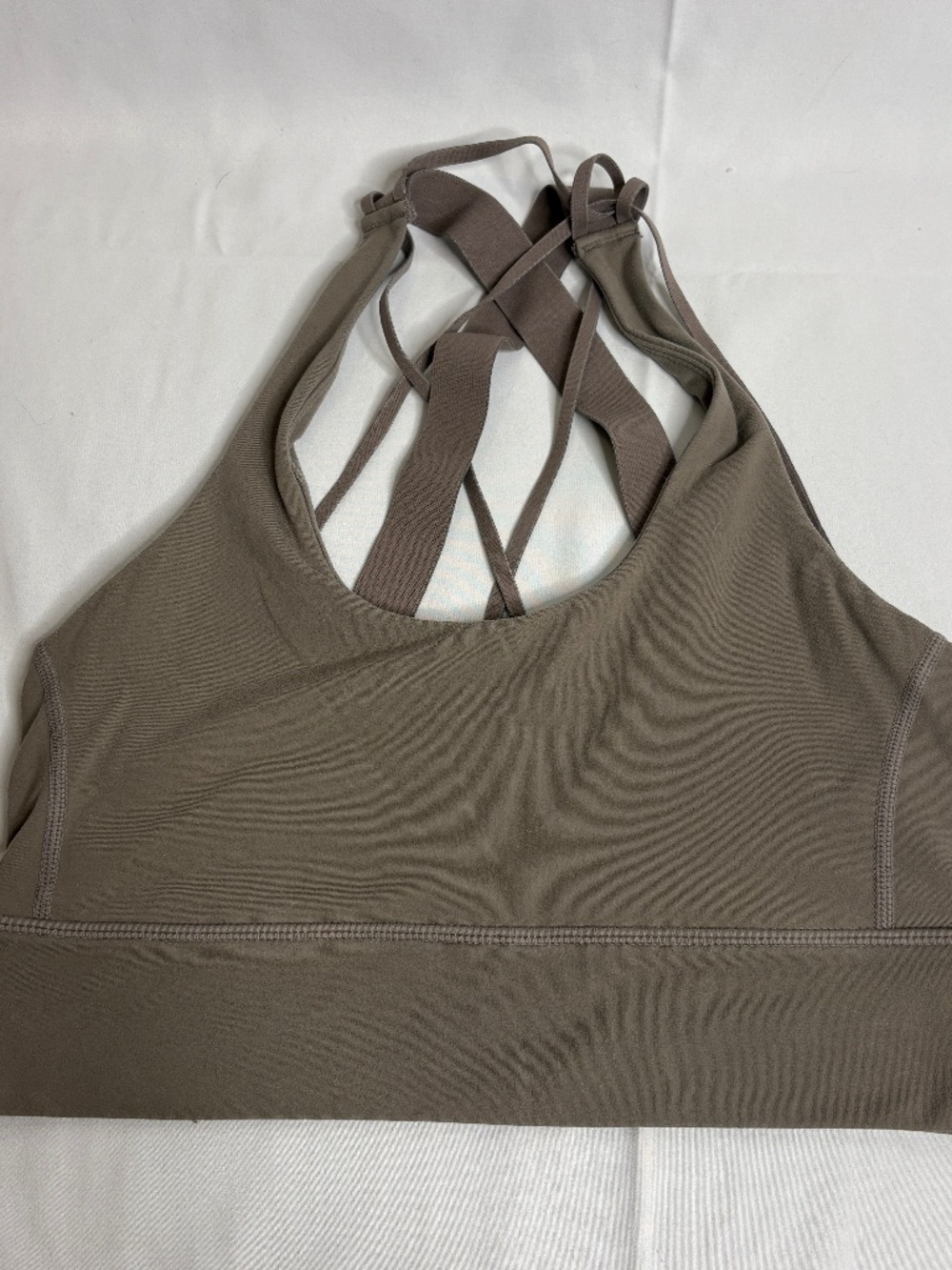 Balance Athletica The Aura Bra Strappy Back Sports Bra Taupe Size Medium